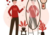 illustration homme devant un miroir