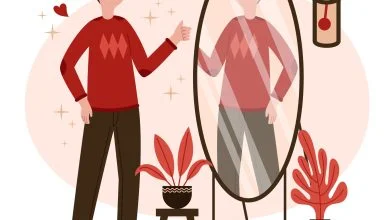 illustration homme devant un miroir