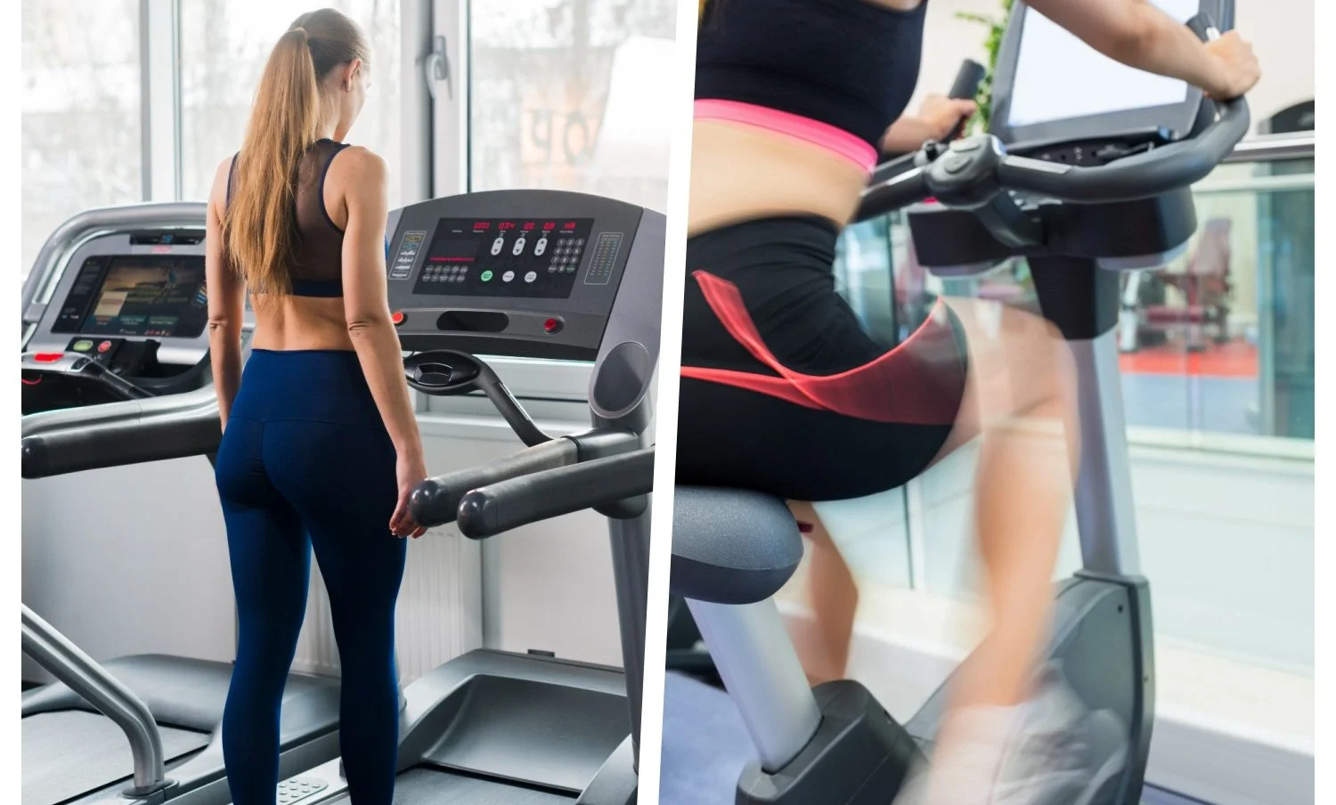 Woman Doing Jambes Exercice Sur Machine Steppers D'escalier, Dans Une Salle  De Sport