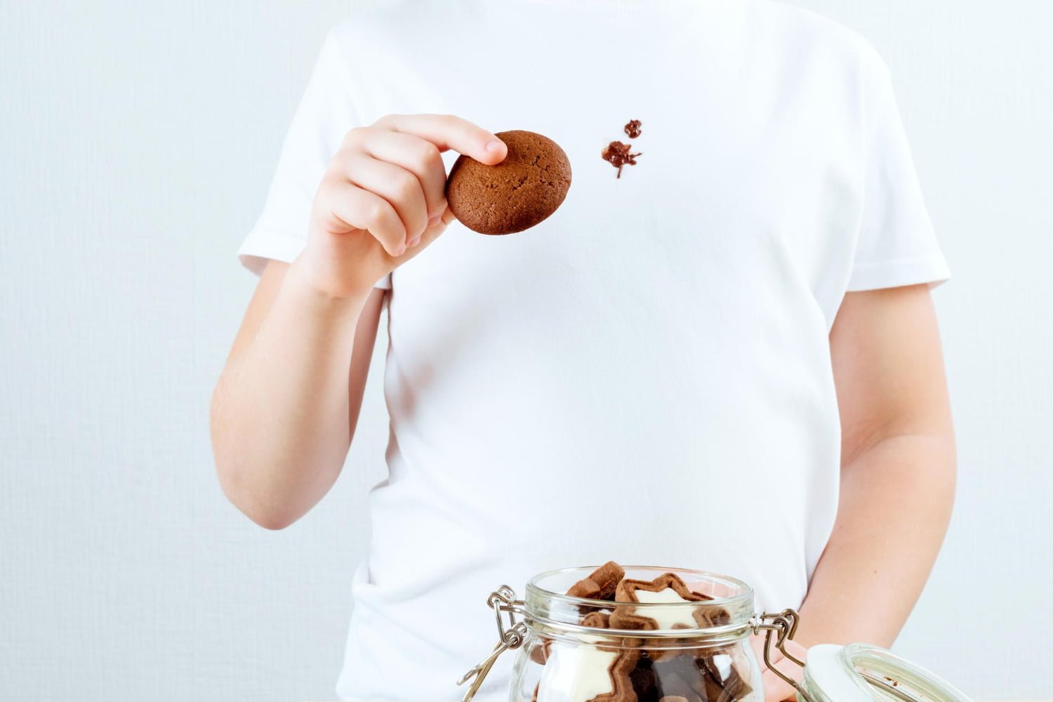 Teeshirt blanc tache de chocolat