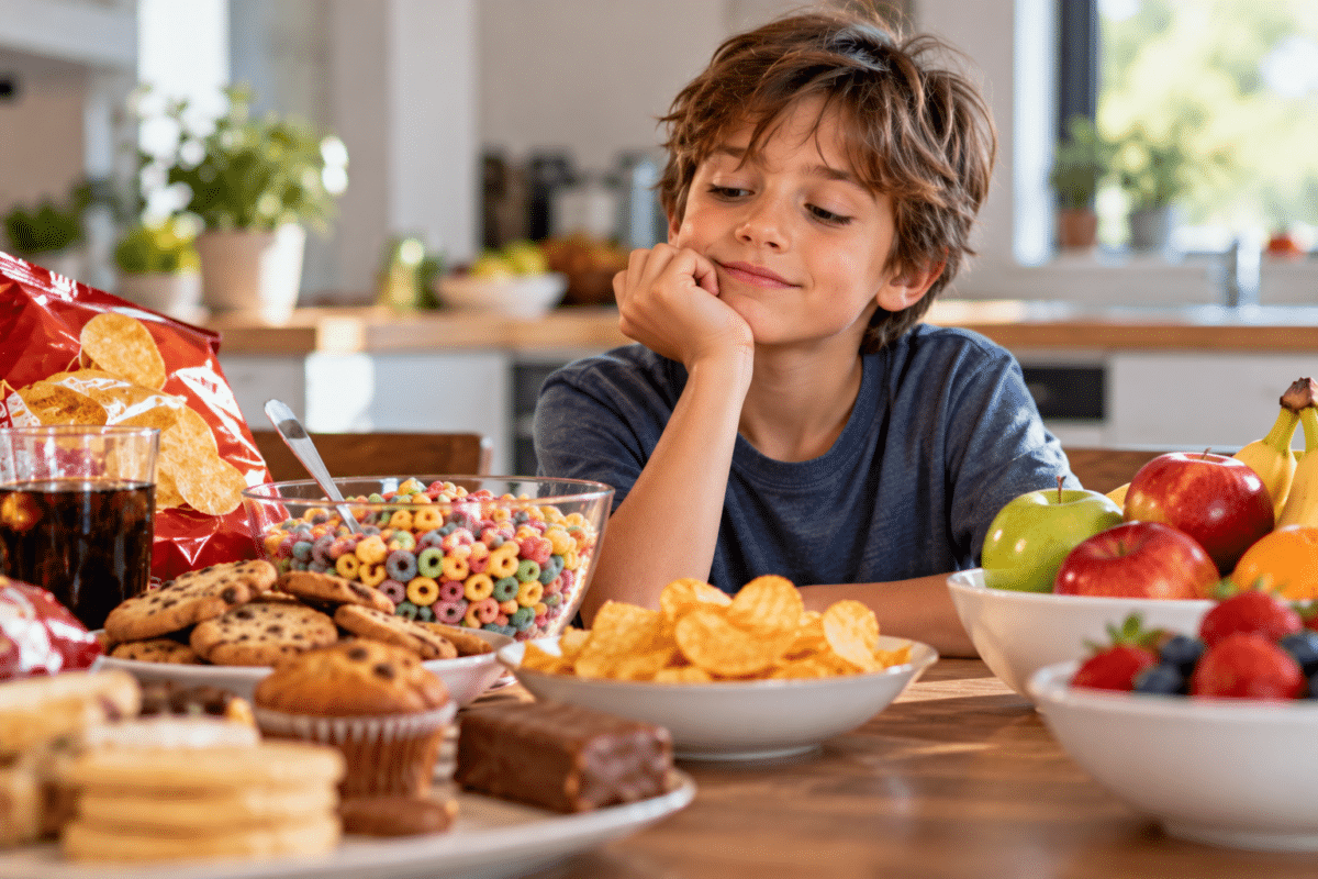 Aliments ultra-transformés : un lien fort entre cerveau et poids chez les enfants